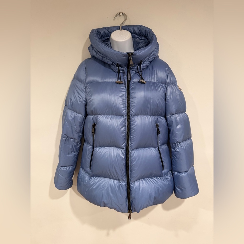 Moncler Serrite blue puffer jacket coat hooded outerwear AUTHENTIC ⭐️siz3/large - Picture 14 of 17